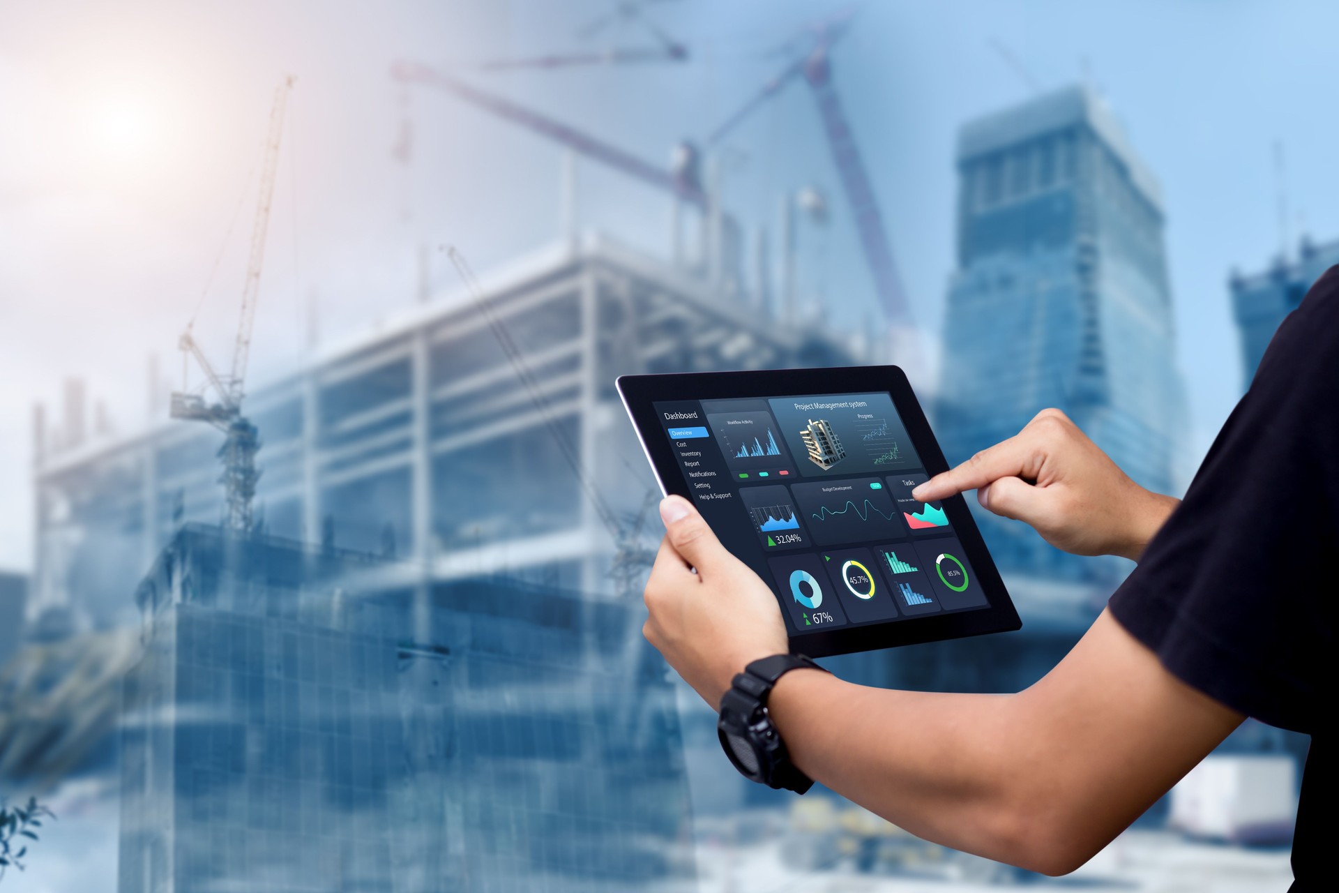 Smart Construction Project management system concept